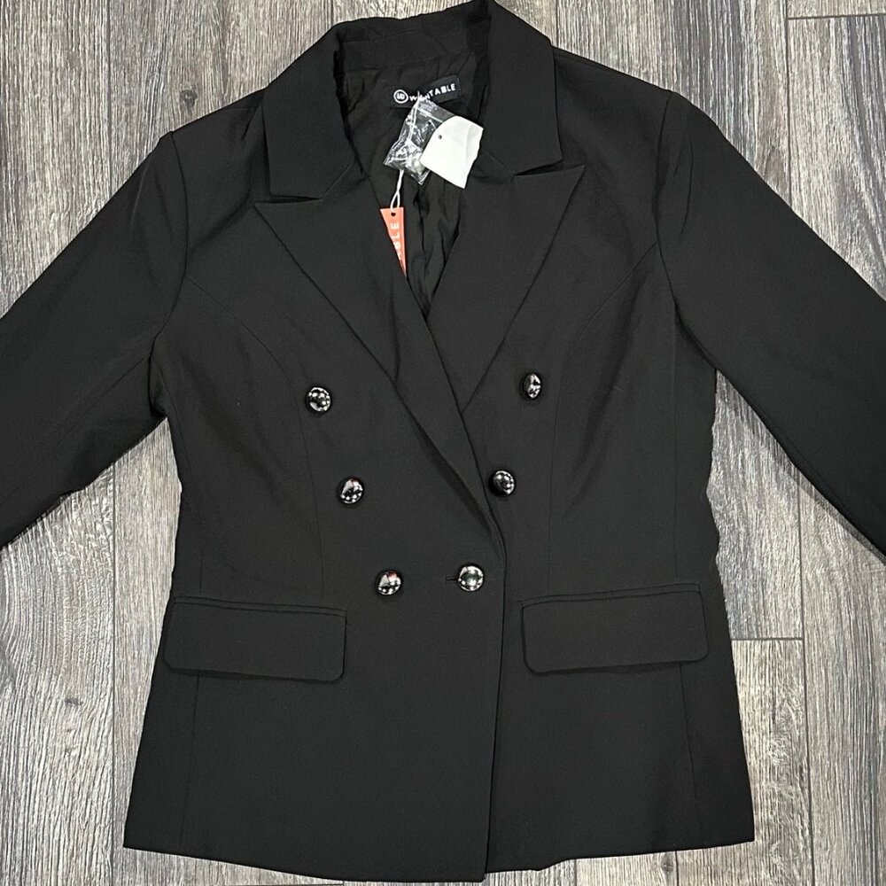 Wantable Black Women's Double Breasted Button Blazer, Size 10